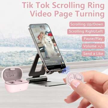 STDFORU TikTok Scrolling Ring Bluetooth Camera Remote Control Scroller Ring Auto Clicker for Live TI...