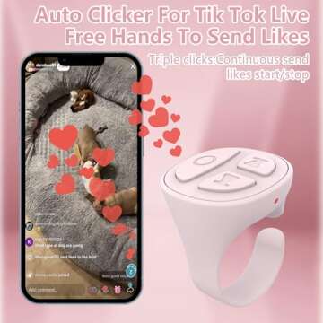 STDFORU TikTok Scrolling Ring Bluetooth Camera Remote Control Scroller Ring Auto Clicker for Live TIK Tok Scrolling Ring for iPhone Android (Baby Pink)