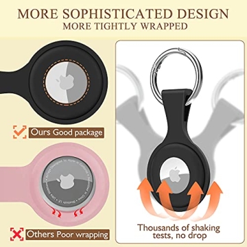 4 Pack AirTag Keychain Case - Anti-Lost Silicone Holder for Pets & Items