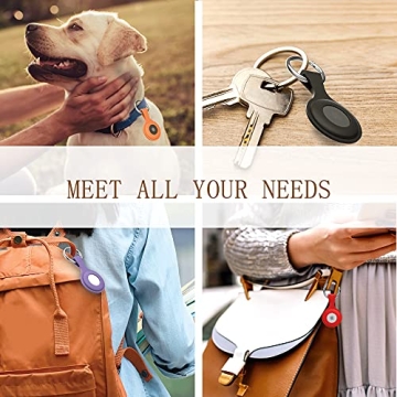 4 Pack AirTag Keychain Case - Anti-Lost Silicone Holder for Pets & Items
