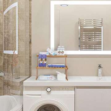 GURECOD Adjustable Bamboo Plant Stand Shelf for Stylish Storage