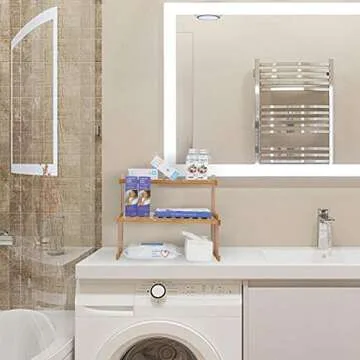 GURECOD Adjustable Bamboo Plant Stand Shelf for Stylish Storage