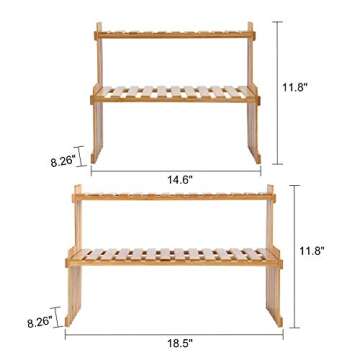 GURECOD Adjustable Bamboo Plant Stand Shelf for Stylish Storage