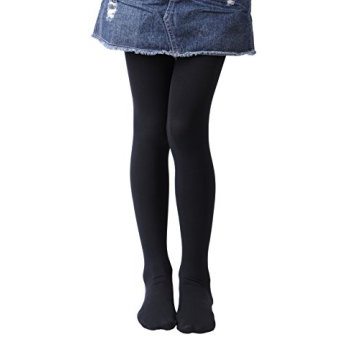 EVERSWE Girls Semi Opaque Dance Tights in Microfiber Comfort - Size 2-4, Black