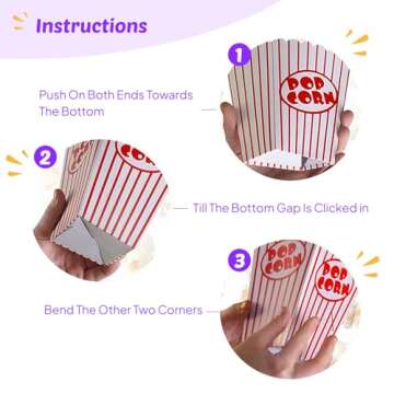 Kedudes Movie Night Popcorn Boxes for Party (20 pack) - Paper Snack Buckets - Movie Theme Party Decorations, Movie Party Favors, Container, Carnival and Cinema Night Supplies - Red/White, 6x4.25 In