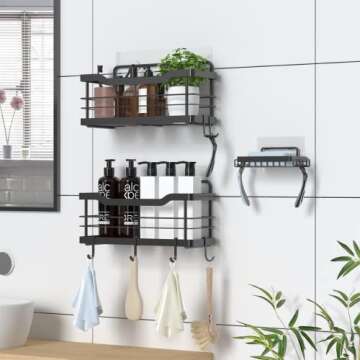 Carwiner Shower Shelf 3-Pack with Hooks & Soap Dish