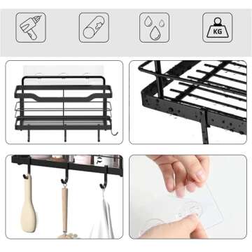 Carwiner Shower Shelf 3-Pack with Hooks & Soap Dish