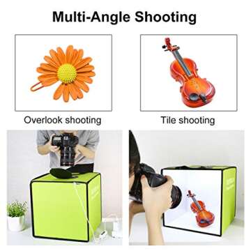 Photo Light Box 10" Portable Folding Photography Light Tent kit with 2 Light Bar -40pcs LED Light and 6 Kinds Color Backgrounds for Small Size Items (12 inch - Green)