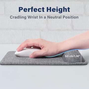 SenseAGE Compact Ergonomic Mouse Pad with Wrist Support, Pain Relief, Non-Slip Base, Optimized Tracking Surface, Lightweight & Portable, Ideal for Office, Home & Travel, 8.9 x 6.1 in (Grey)
