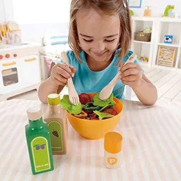 Hape Garden Salad Kitchen Playset | Award Winning Wooden Pretend Play Food Set for Kids, Salad Ingredients and Accessories for Healthy Eating Habits