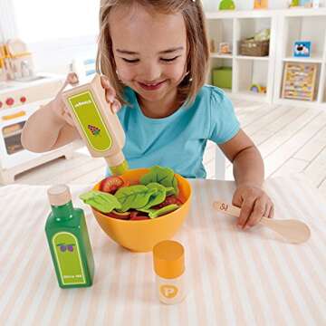 Hape Garden Salad Kitchen Playset | Award Winning Wooden Pretend Play Food Set for Kids, Salad Ingredients and Accessories for Healthy Eating Habits