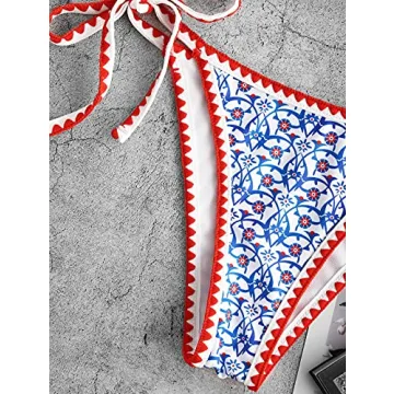ZAFUL Bohemian Tie Print Cross Bikini for Summer Fun