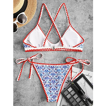 ZAFUL Bohemian Tie Print Cross Bikini for Summer Fun