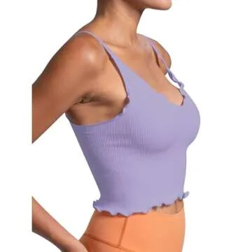 Sunzel Women's Seamless Ribbed Tank Top with Ruffles
