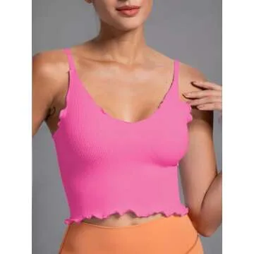 Sunzel Women's Seamless Ribbed Tank Top with Ruffles