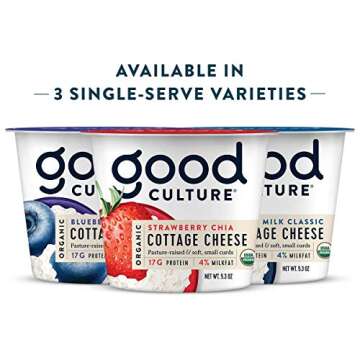 Good Culture Organic Original Cottage Cheese | Organic 4% Milkfat Cottage Cheese With 19g Protein, 3g of Sugar | Keto Friendly With Live & Active Cultures for A Healthy Gut, 5.3oz Cups, 5.3 Oz (2)