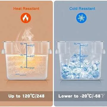 Huwena 4 Pcs Food Storage Container with Lid Set Square Clear Container with Scales Handle for Home Restaurant Kitchen Storage Prep Dough Marinating Meat(4 Qt, 6 Qt, 7.5 Qt, 12 Qt,Colorful)