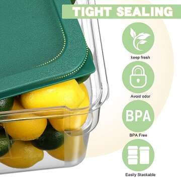 Huwena 4 Pcs Food Storage Container with Lid Set Square Clear Container with Scales Handle for Home Restaurant Kitchen Storage Prep Dough Marinating Meat(4 Qt, 6 Qt, 7.5 Qt, 12 Qt,Colorful)