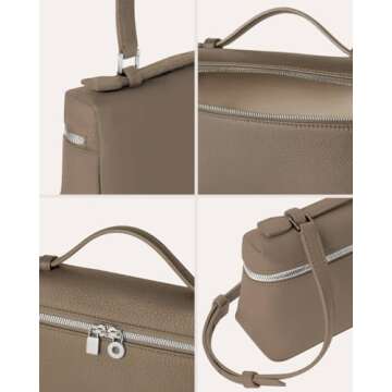 Notolo Crossbody Purses For Women Textured Leather Handbags Designer Shoulder Pouch Wallet Cosmetic Bags With Zip Closure, Gray