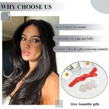 FREEMEIGE Black Hair Extensions Clip in Hair Extensions for Women Straight Layered Hair Extensions Synthetic Heat Resistant Long Wavy Daily Use 20 Inch