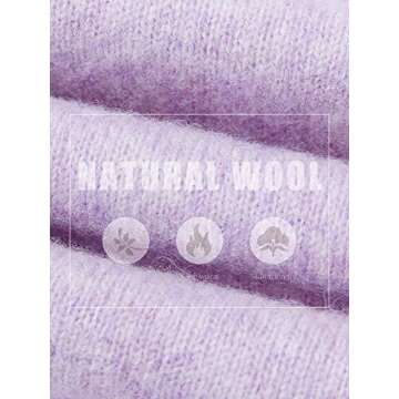 LINY XIN 100% Merino Wool Swetaer for Women Turtleneck Long Sleeve Fall Winter Warm Knitted Pullover Sweater Jumper (Light Purple,L)