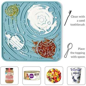 OHMO Lick Mat for Dogs and Cats(Small, Camo&Light Green, 2pcs) Enrichment Accessories Toy Space Star Easy Clean Pet Slow Feeder/Suction Cups, Licking Pad for Anxiety Relief and Boredom Reduction