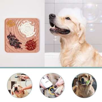 OHMO Lick Mat for Dogs and Cats(Small, Camo&Light Green, 2pcs) Enrichment Accessories Toy Space Star Easy Clean Pet Slow Feeder/Suction Cups, Licking Pad for Anxiety Relief and Boredom Reduction