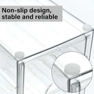 Prsildan Acrylic Drawer Makeup Organizer with 6 Drawers, Set of 2 Office Desk Organizers Accessories, Clear Stackable Storage Drawers for Vanity, Countertop, Craft, Jewelry, Art Supply Organization