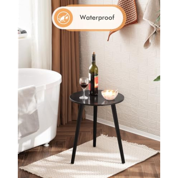 Apicizon Stylish Black Round Side Table for Any Room