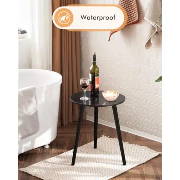 Apicizon Stylish Black Round Side Table for Any Room