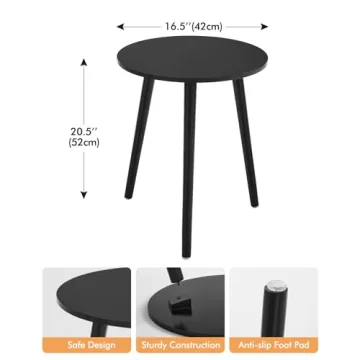 Apicizon Stylish Black Round Side Table for Any Room