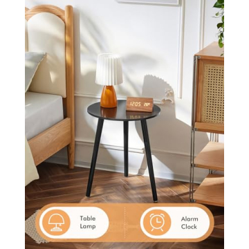 Apicizon Stylish Black Round Side Table for Any Room