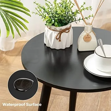 Apicizon Stylish Black Round Side Table for Any Room