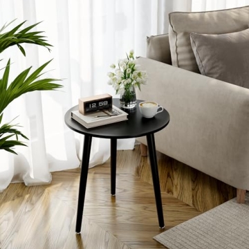 Apicizon Stylish Black Round Side Table for Any Room