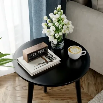 Apicizon Stylish Black Round Side Table for Any Room