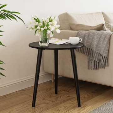 Apicizon Stylish Black Round Side Table for Any Room