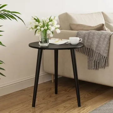 Apicizon Stylish Black Round Side Table for Any Room