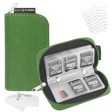 Eco-Fused Memory Card Case - Fits up to 22x SD, SDHC, Micro SD, Mini SD and 4X CF - Holder with 22 Slots