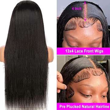 GARAXIS Straight Lace Front Wigs Human Hair Pre Plucked 13x4 Lace Front Wigs Human Hair 150% Density HD Lace Front Wigs With Baby Hair Brazilian Virgin Human Hair Wigs 26 Inch