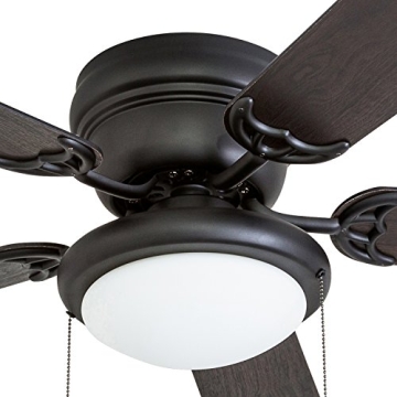 Portage Bay 50251 Hugger Matte Black Ceiling Fan with Light
