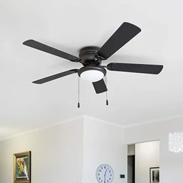 Portage Bay 50251 Hugger Matte Black Ceiling Fan with Light