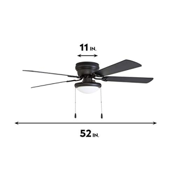 Portage Bay 50251 Hugger Matte Black Ceiling Fan with Light
