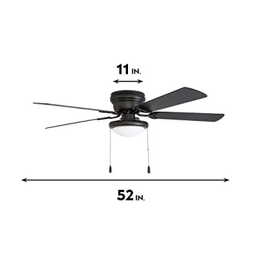 Portage Bay 50251 Hugger Matte Black Ceiling Fan with Light