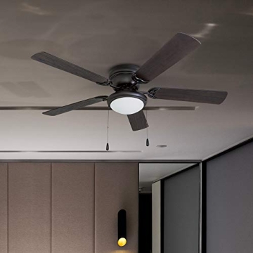 Portage Bay 50251 Hugger Matte Black Ceiling Fan with Light