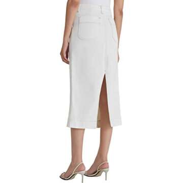 AG Adriano Goldschmied Women's Lana Woven Workwear MIDI Length Skirt, Moderne White, 28
