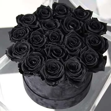 Laelfe 12 PCS Artificial Flowers Black Roses, Fake Silk Flower Long Stem Artificial Black Rose for Halloween Home Wedding Party Decorations(Black)
