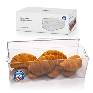 Pikanty Organization Storage Box | 16" Plastic Container with Hinged Lid | Kitchen, Pantry, Office O...