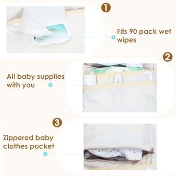 MODAKIDS Baby Bag Organizer, Waterproof Mini Diaper, Foldable Mom Travel Set, Diaper Bag Organizer, with Gift for Baby Shower (Flower)