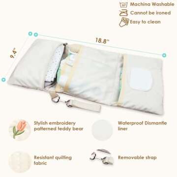 MODAKIDS Baby Bag Organizer, Waterproof Mini Diaper, Foldable Mom Travel Set, Diaper Bag Organizer, with Gift for Baby Shower (Flower)