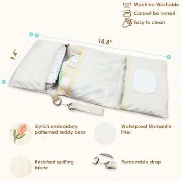 MODAKIDS Baby Bag Organizer, Waterproof Mini Diaper, Foldable Mom Travel Set, Diaper Bag Organizer, with Gift for Baby Shower (Flower)